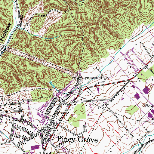 Topographic Map of Lynnwood Church, TN