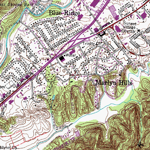 Topographic Map of Marlyn Hills, TN