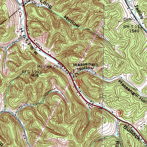 Topographic Map of Massengill Hollow, TN