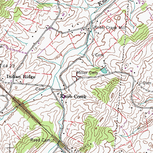 Topographic Map of Miller Cemetery, TN