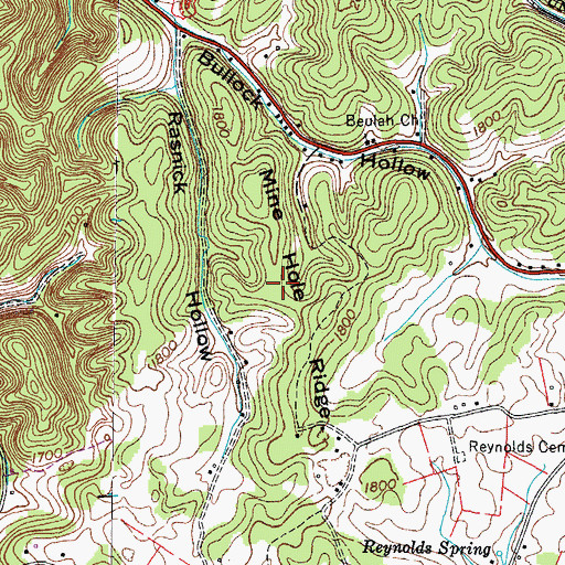 Topographic Map of Mine Hole Ridge, TN