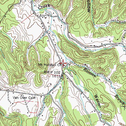 Topographic Map of Mount Holston Church, TN