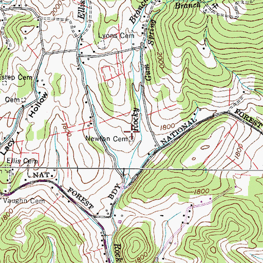 Topographic Map of Newton Cemetery, TN