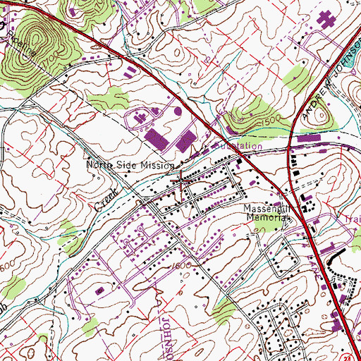 Topographic Map of North Side Mission, TN