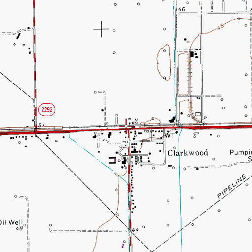 Topographic Map of Clarkwood, TX