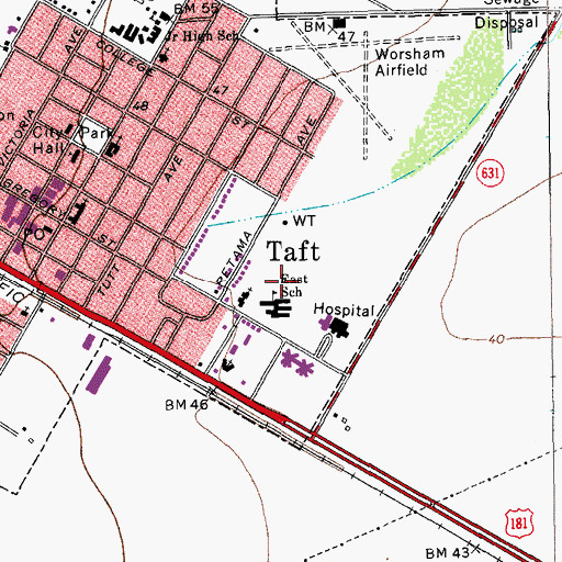 Topographic Map of East School, TX