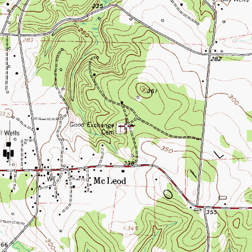 Topographic Map of Good Exchange Cemetery, TX
