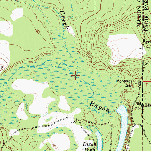 Topographic Map of Hunts Creek, TX