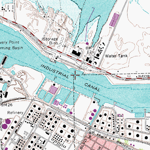 Topographic Map of Industrial Canal, TX