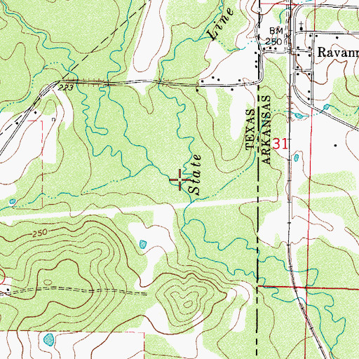Topographic Map of Line Creek, TX