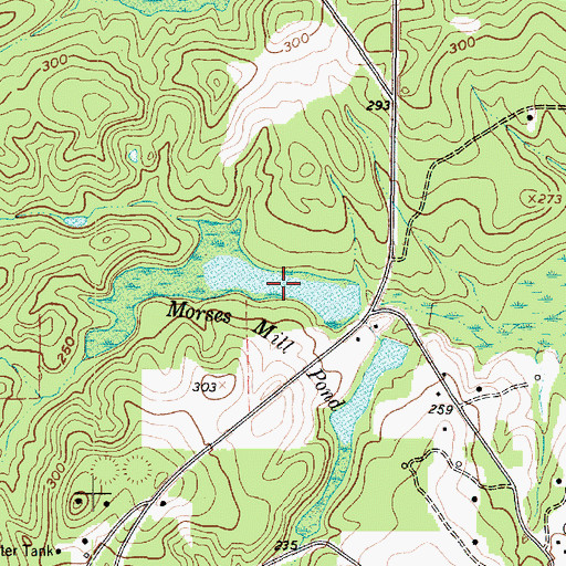 Topographic Map of Morses Mill Pond, TX