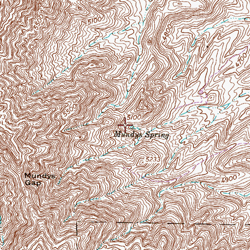 Topographic Map of Mundys Spring, TX