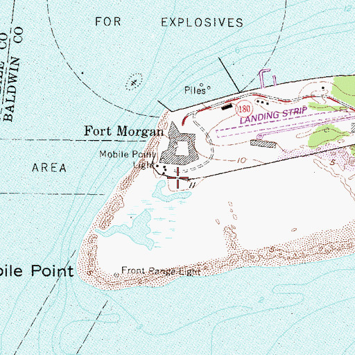 Topographic Map of Fort Morgan Museum, AL