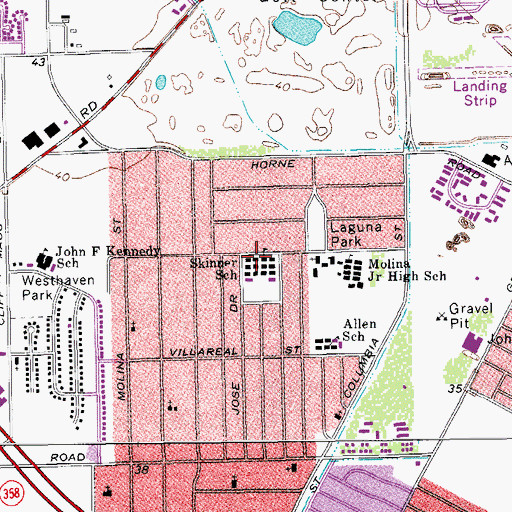 Topographic Map of Skinner School, TX