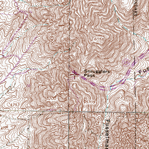Topographic Map of Smugglers Pass, TX