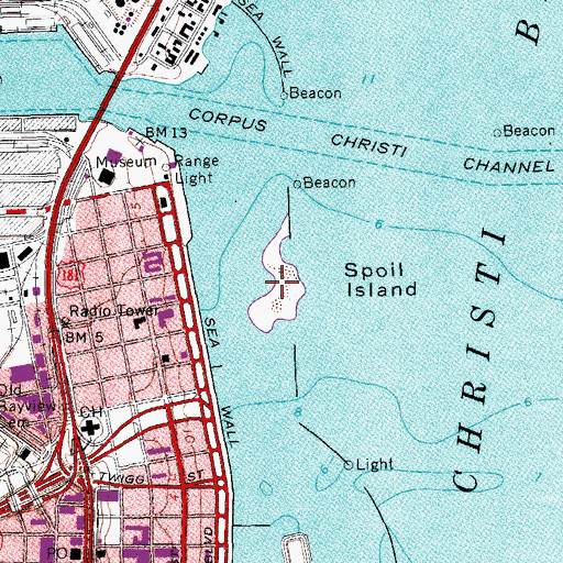Topographic Map of Spoil Island, TX