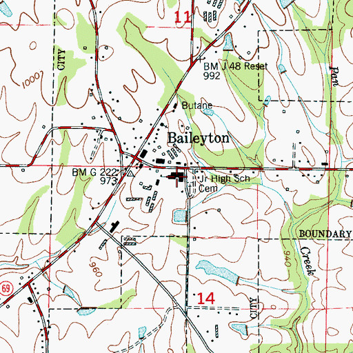 Topographic Map of Baileyton Junior High School, AL