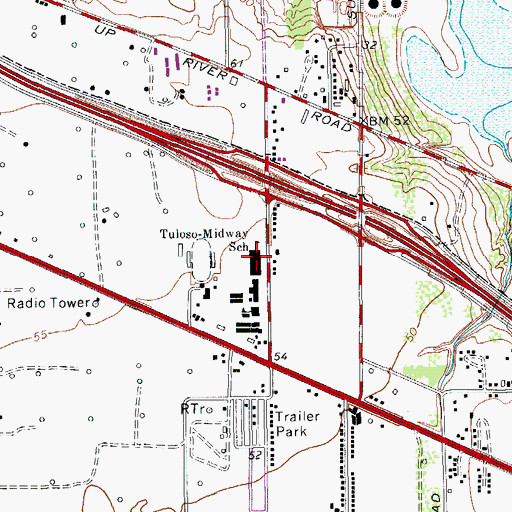 Topographic Map of Tuloso-Midway School, TX