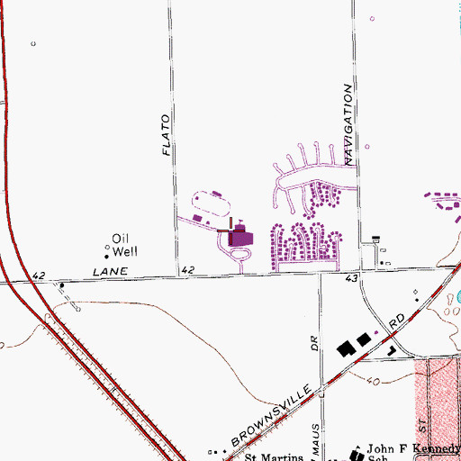 Topographic Map of West Oso High School, TX