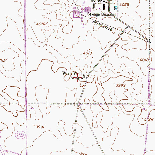 Topographic Map of West Well, TX