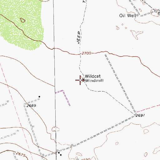 Topographic Map of Wildcat Windmill, TX