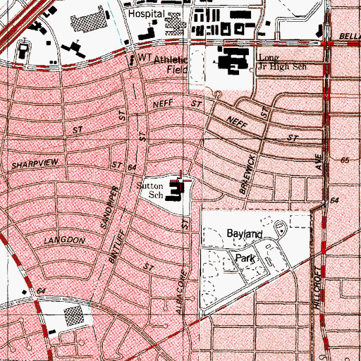 Topographic Map of William S Sutton School, TX