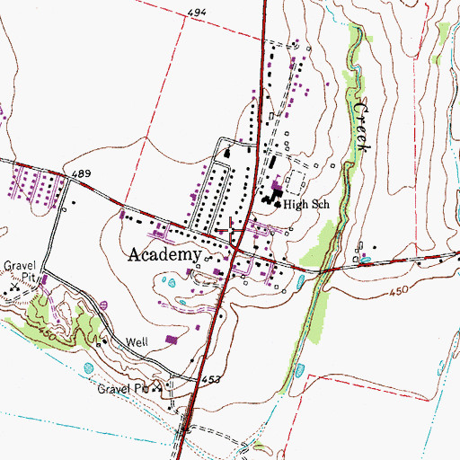 Topographic Map of Academy, TX