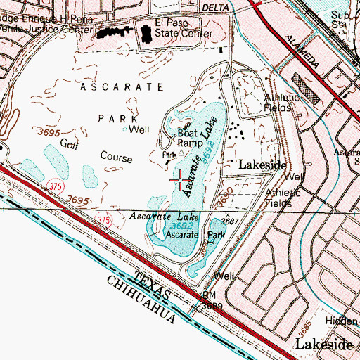 Topographic Map of Ascarate Lake, TX