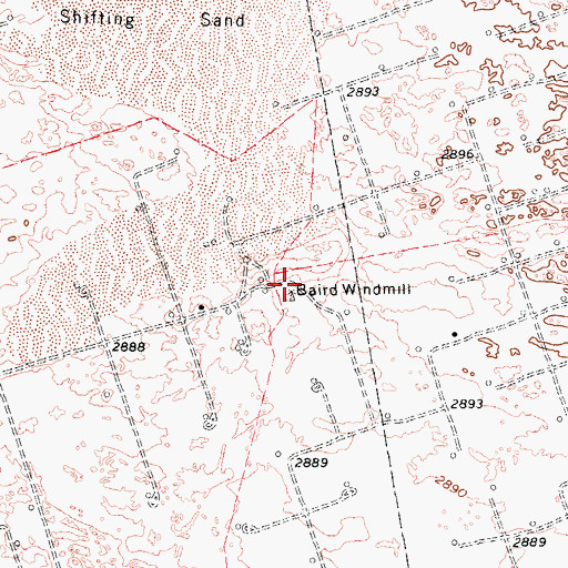 Topographic Map of Baird Windmill, TX