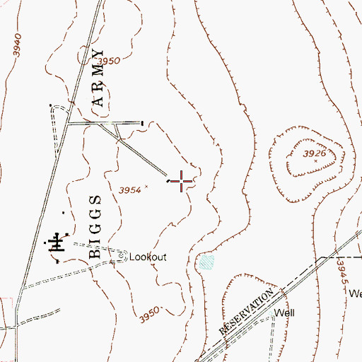 Topographic Map of Bakers Well, TX