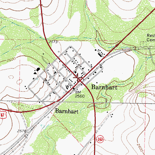 Topographic Map of Barnhart, TX