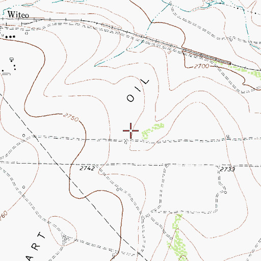 Topographic Map of Barnhart Oil Field, TX