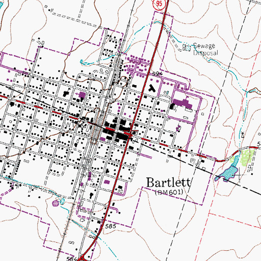 Topographic Map of Bartlett, TX