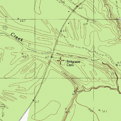 Topographic Map of Belgrade Cemetery, TX