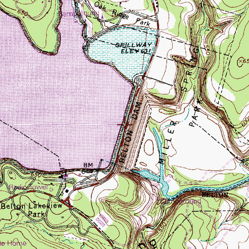 Topographic Map of Belton Lake, TX