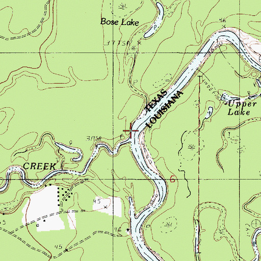 Topographic Map of Big Cow Creek, TX