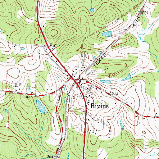 Topographic Map of Bivins, TX