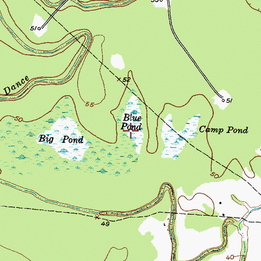 Topographic Map of Blue Pond, TX