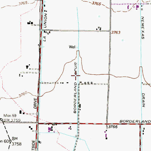Topographic Map of Borderland Spur, TX
