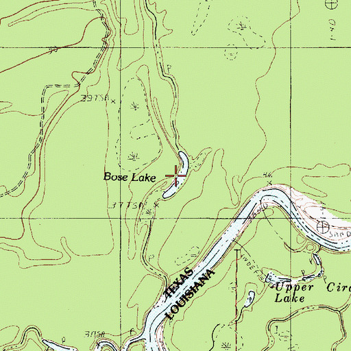 Topographic Map of Bose Lake, TX
