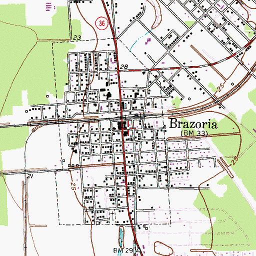 Topographic Map of Brazoria, TX
