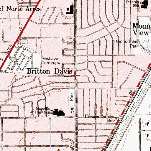 Topographic Map of Britton Davis, TX