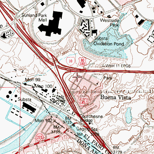 Topographic Map of Buena Vista, TX