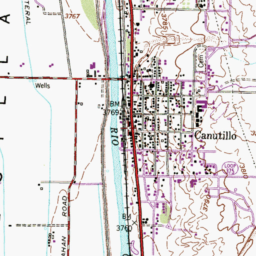 Topographic Map of Canutillo, TX