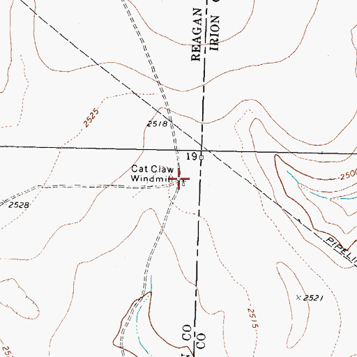 Topographic Map of Cat Claw Windmill, TX