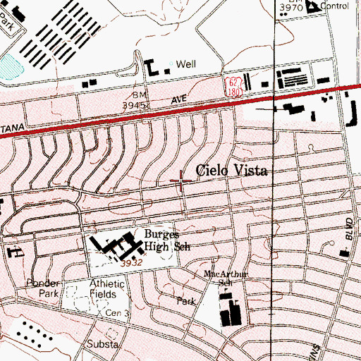 Topographic Map of Cielo Vista, TX