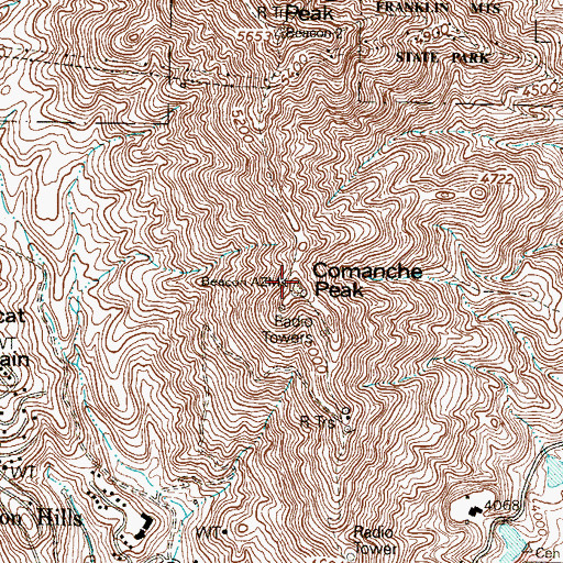 Topographic Map of Comanche Peak, TX