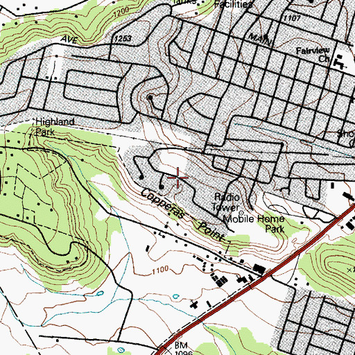 Topographic Map of Copperas Point, TX