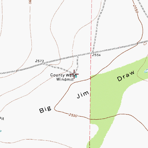 Topographic Map of County Well Windmill, TX