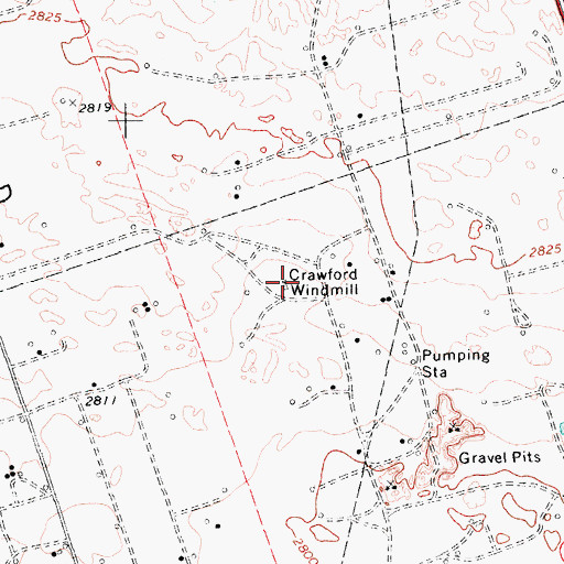 Topographic Map of Crawford Windmill, TX